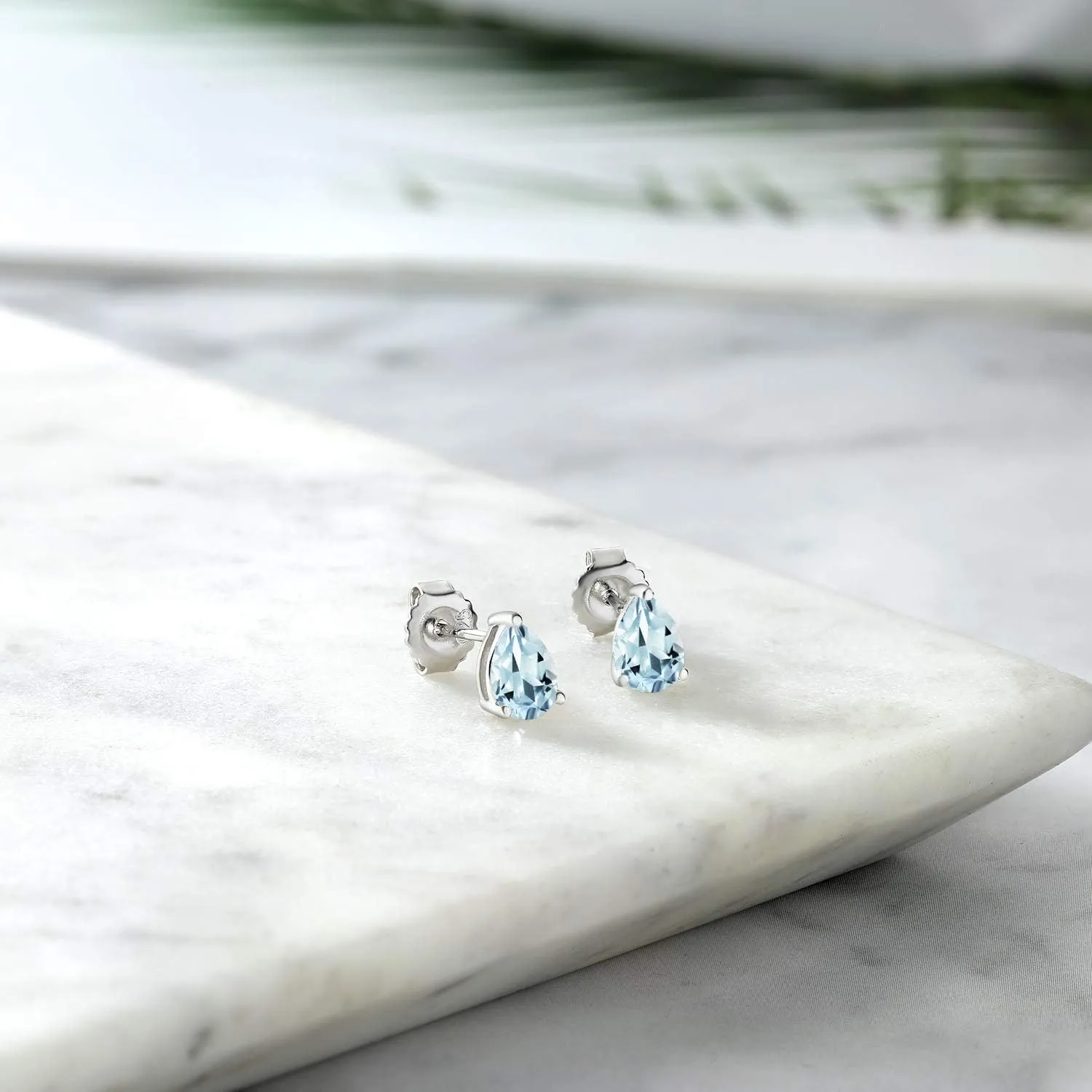 Gem Stone King 925 Sterling Silver Gemstone Birthstone Pear Shape Teardrop Earrings | 7X5MM Pear Shape Stud Earrings For Women