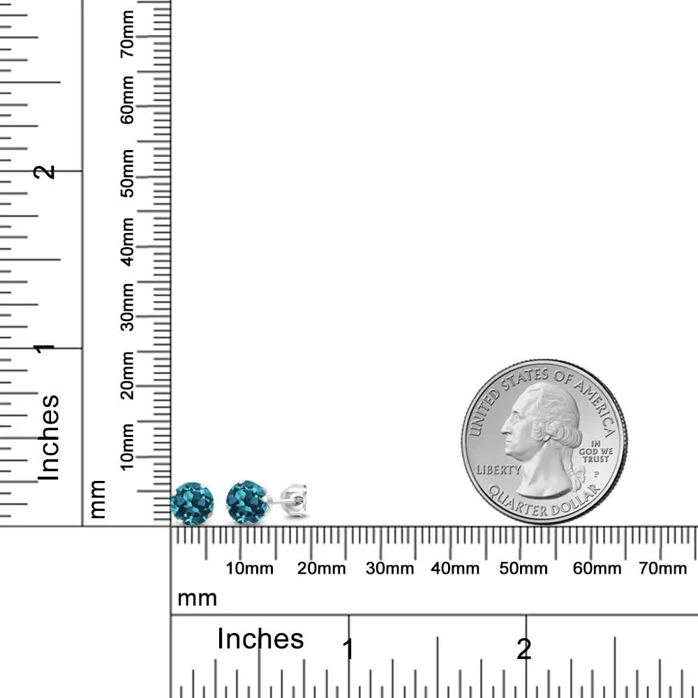 Gem Stone King 925 Sterling Silver Round 6MM Gemstone Birthstone Stud Earrings For Women Men