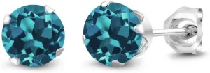 Gem Stone King 925 Sterling Silver Round 6MM Gemstone Birthstone Stud Earrings For Women Men