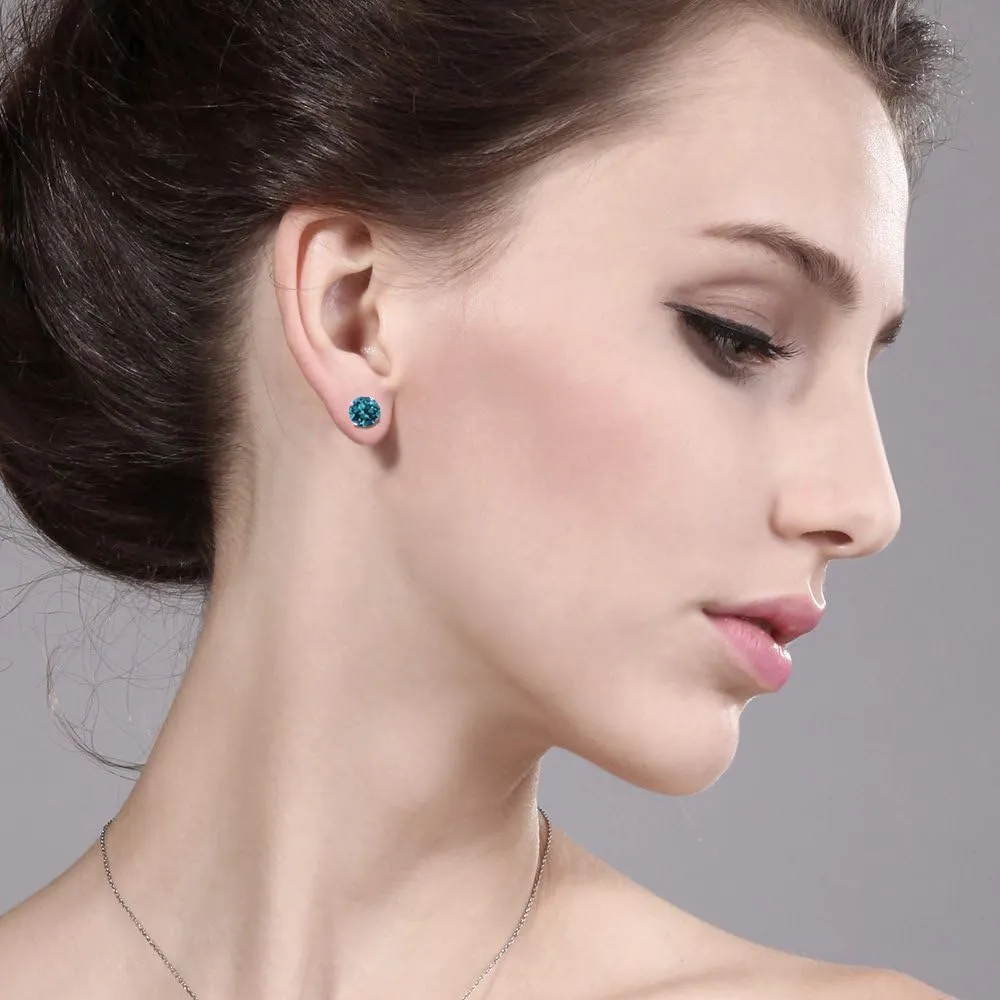 Gem Stone King 925 Sterling Silver Round 6MM Gemstone Birthstone Stud Earrings For Women Men