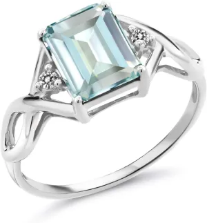 Gem Stone King 925 Sterling Silver Sky Blue Simulated Aquamarine and White Diamond Engagement Ring For Women (2.33 Cttw, Available in size 5, 6, 7, 8, 9)