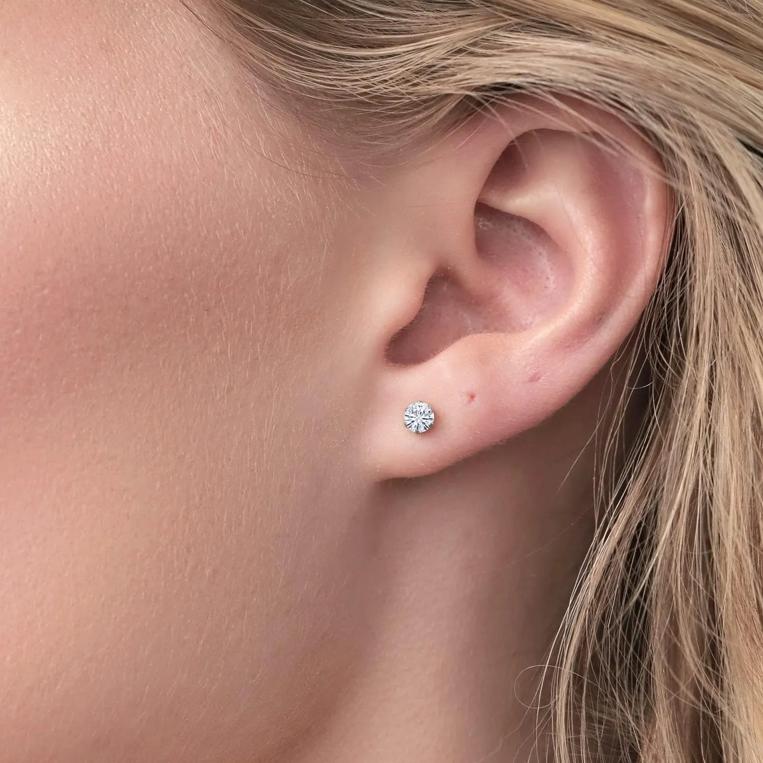 Gem Stone King Pure PT900 Platinum 900 Six Prong 4MM Round Gemstone Birthstone Stud Earrings For Women Men