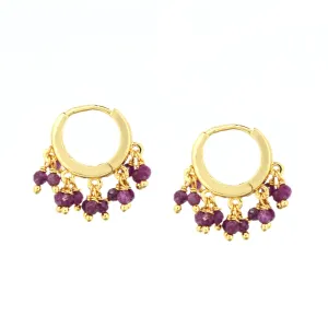 Gempires Natural Lightweight Beaded Crystal Dangling Earrings Pink Ruby Gemstone Handmade Jewelry Hypoallergenic Gold Plated July Birthstone Gift Earrings For Women