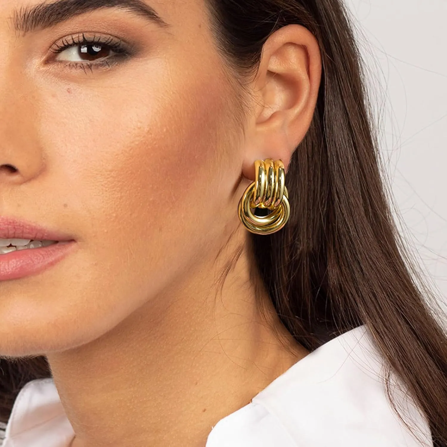 Geometric Earrings for Women 18K Gold Plated Chunky Dangle Earrings Statement Drop Earrings Jewelry Gift for Women