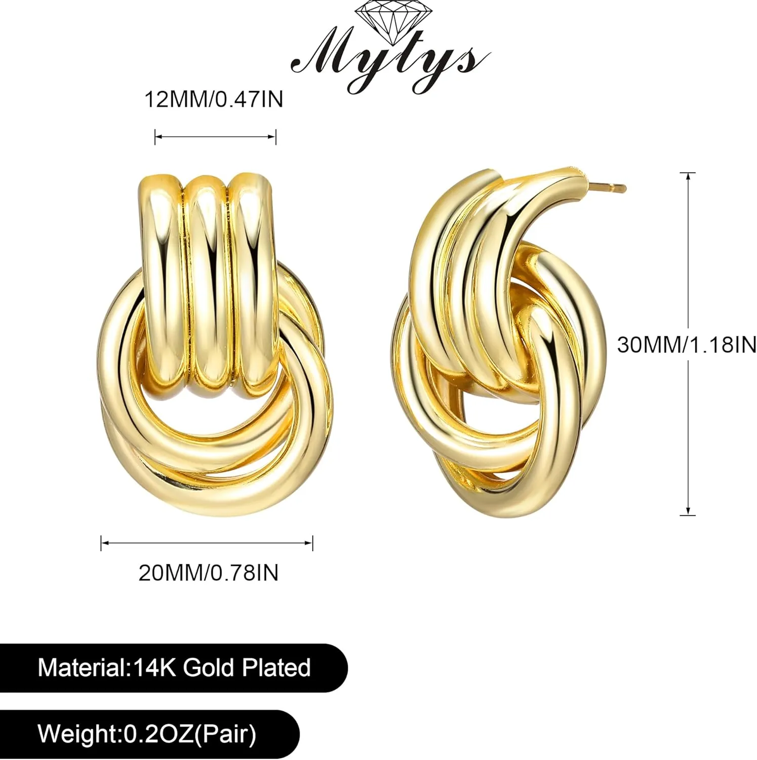 Geometric Earrings for Women 18K Gold Plated Chunky Dangle Earrings Statement Drop Earrings Jewelry Gift for Women