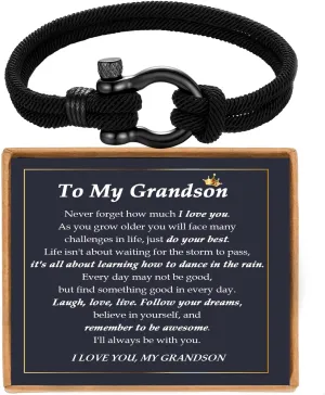 Gifts for Son Grandson Brother Nephew Friend Bracelets, Braided Rope Bracelet Gifts for Birthday Christmas Graduation