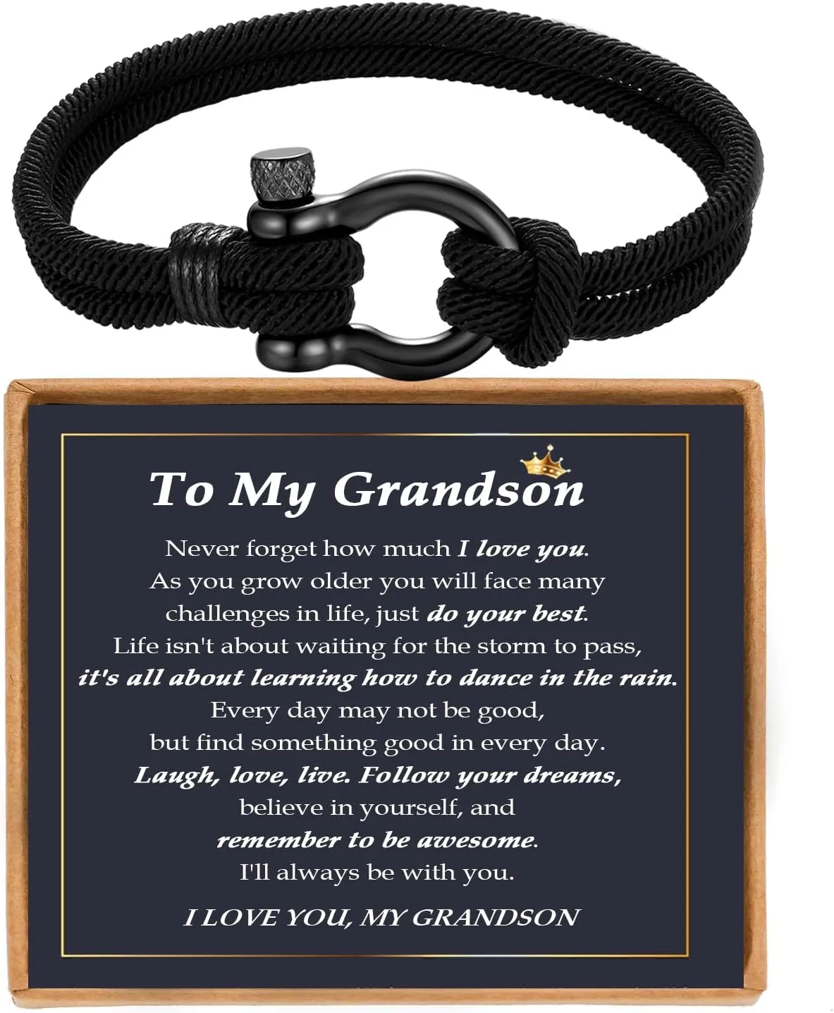 Gifts for Son Grandson Brother Nephew Friend Bracelets, Braided Rope Bracelet Gifts for Birthday Christmas Graduation