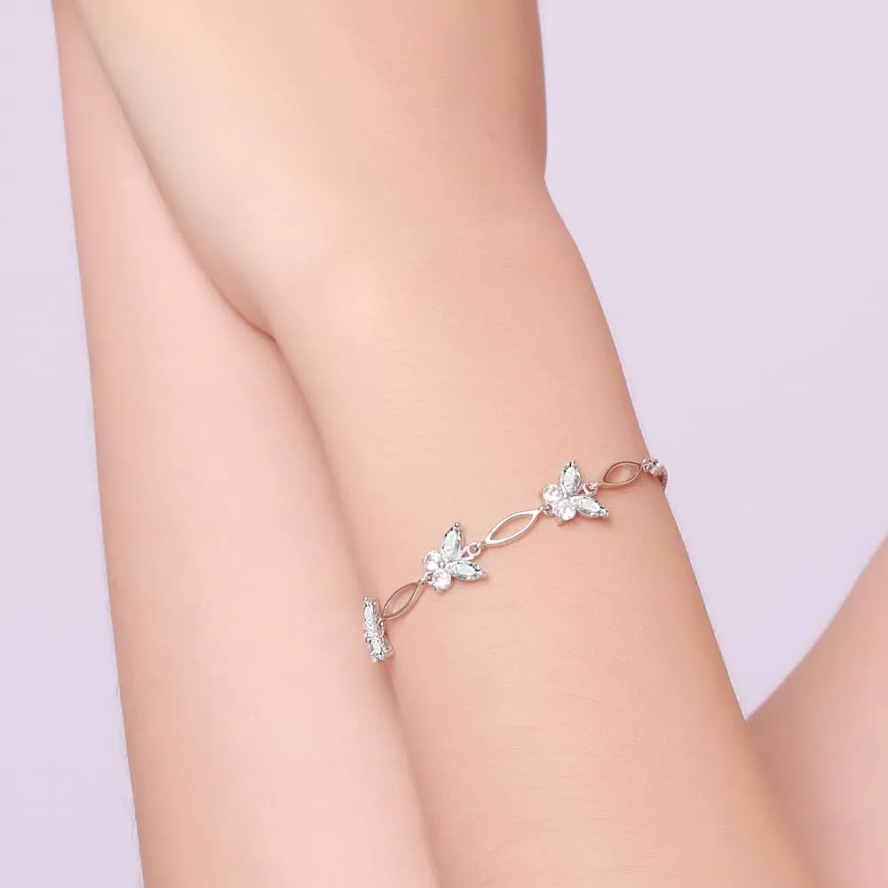 Gifts for Women S925 Sterling Silver Purple Butterfly Bracelet,Adjustable Charm Bracelets Jewelry Present for Women,Anniversary Holiday Christmas Birthday Gifts for Mother Wife Daughter