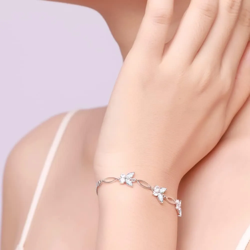 Gifts for Women S925 Sterling Silver Purple Butterfly Bracelet,Adjustable Charm Bracelets Jewelry Present for Women,Anniversary Holiday Christmas Birthday Gifts for Mother Wife Daughter