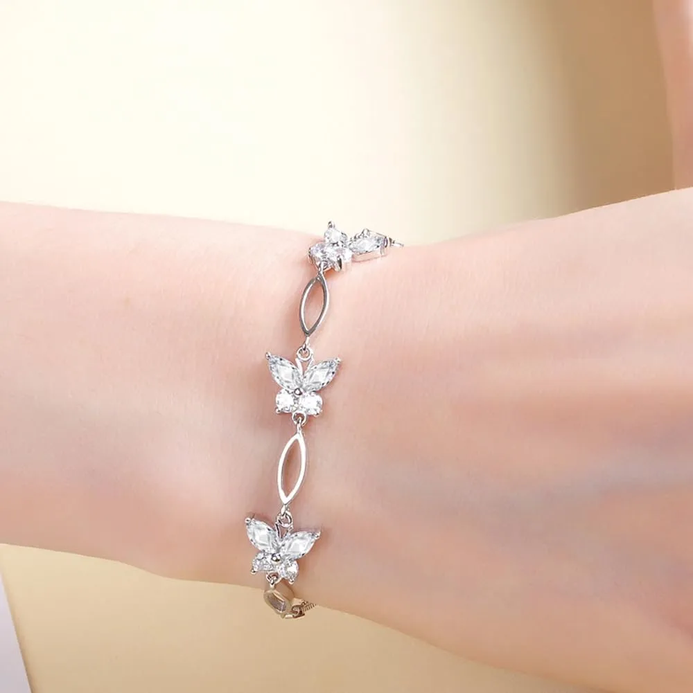 Gifts for Women S925 Sterling Silver Purple Butterfly Bracelet,Adjustable Charm Bracelets Jewelry Present for Women,Anniversary Holiday Christmas Birthday Gifts for Mother Wife Daughter