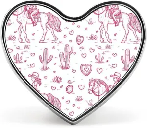 Girls on Horse Back and Cactus Cute Lapel Brooch Pins Fashion Metal Hats Jackets Pins Bag Accessories Gifts Heart Shape