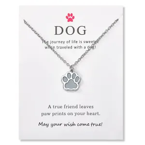Glow in the Dark Blue Dog Paw Print Necklace Choker for Women & Men - Best Friend Pendant Gift for Dog Lovers
