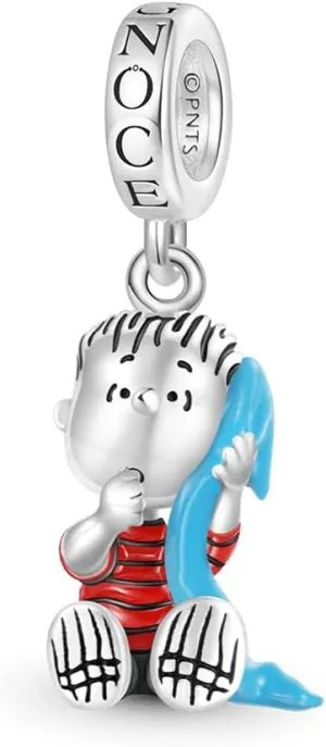 GNOCE Peanuts Linus Sitting with Blanket Pendant Dangle Charm Bracelet for Women, S925 Sterling Silver Dangle Charms for Women Wife, Valentines Day, Mothers Day Jewelry