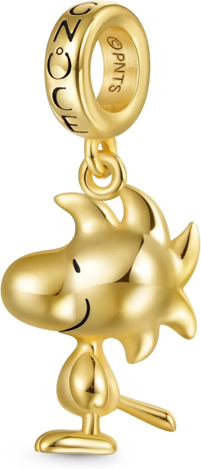 GNOCE Peanuts Snoopy Pendant Dangle Charm for Women, S925 Sterling Silver Dangle Charms for Women Wife, Valentines Day, Mothers Day Jewelry (Woodstock)