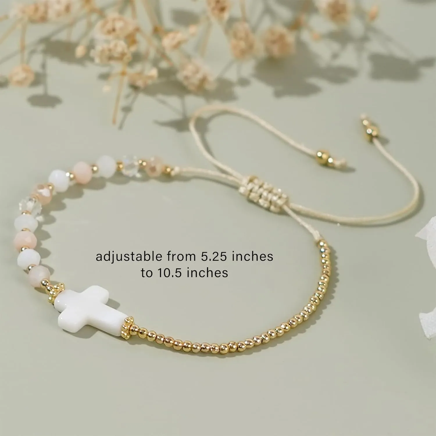 Gold Beaded Charm Braided Bracelets for Women, Cute Handmade Beads Adjustable Beige Rope String Lucky Bracelet Friendship Holiday Jewelry Gift
