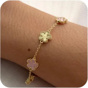 Gold Bracelets for Women Trendy 14K Real Gold Plated Four Leaf Clover Lucky Bracelet Everyday Jewelry Gifts for Women