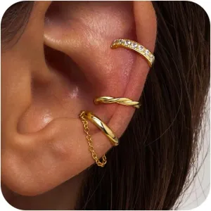 Gold Ear Cuff Earrings for Women 14K Gold Plated Ear Cuffs Non Piercing Clip On Cartilage Earrings Huggie Hoop Earring Jewelry Trendy Hypoallergenic Earring for Women Gift