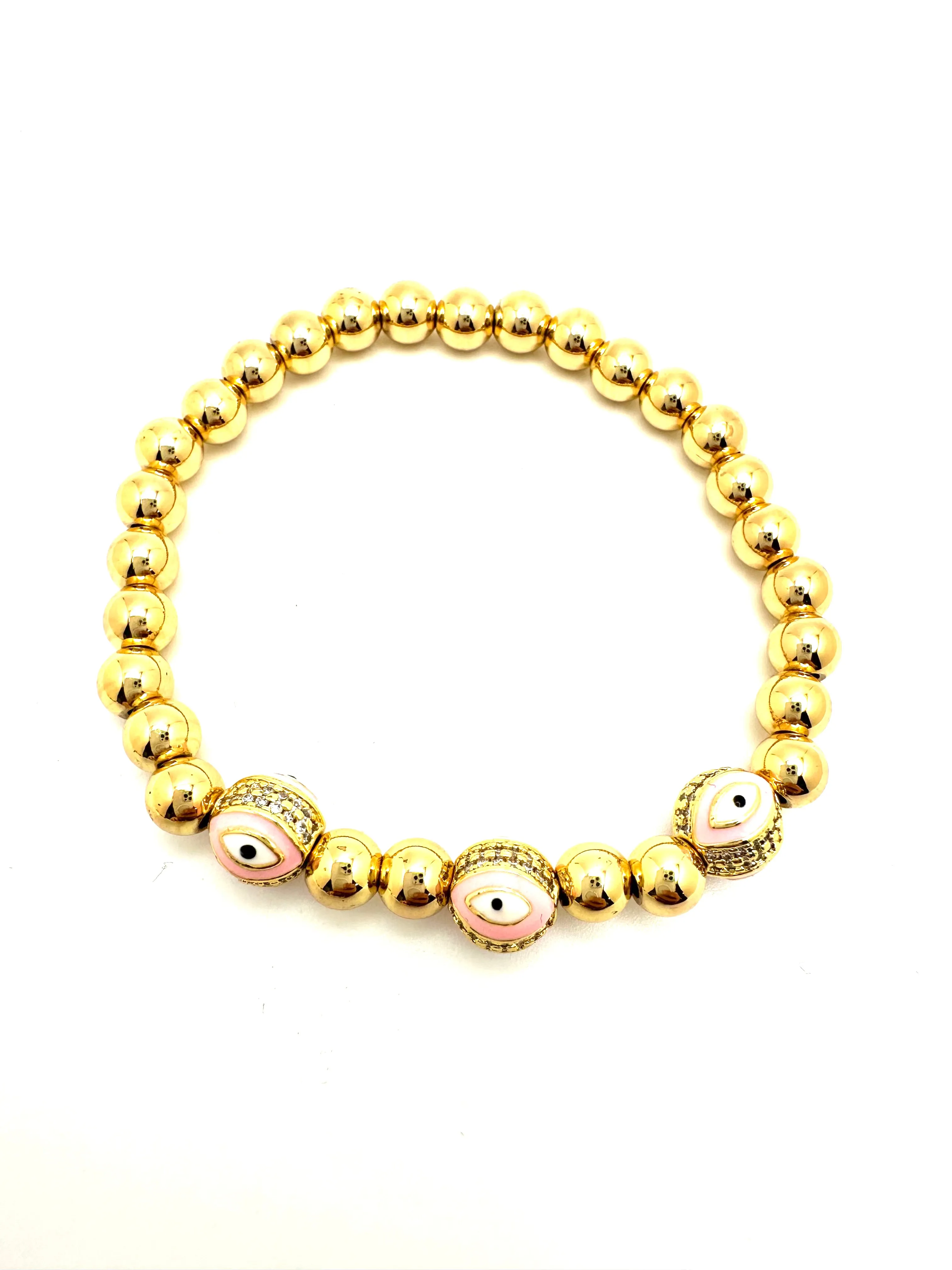 Gold Enamel Eye Bracelet