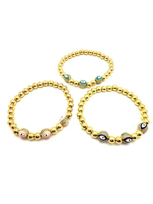 Gold Enamel Eye Bracelet