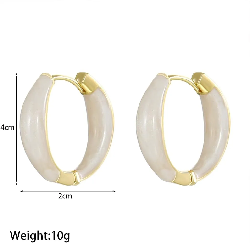 Gold Enamel Small Hoop Earrings for Women,Delicate Cute Colourful Round Huggie Earrings,Personalized Dripping Oil Hoop Earrings Charm Jewelry