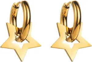Gold Hoop Earrings For Women,Small Huggie Hollow Earrings 18K Gold Plated Stainless Steel Dangle Earrings Heart/Star/Flower Earrings Hypoallergenic Jewelry Gifts