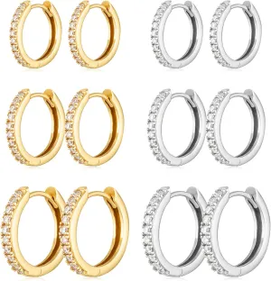 Gold Hoop Earrings Set 14k Gold Plated Huggie Hoop Earrings Hypoallergenic Lightweight Silver Hoop Earrings Jewelry Everyday Earrings for Women