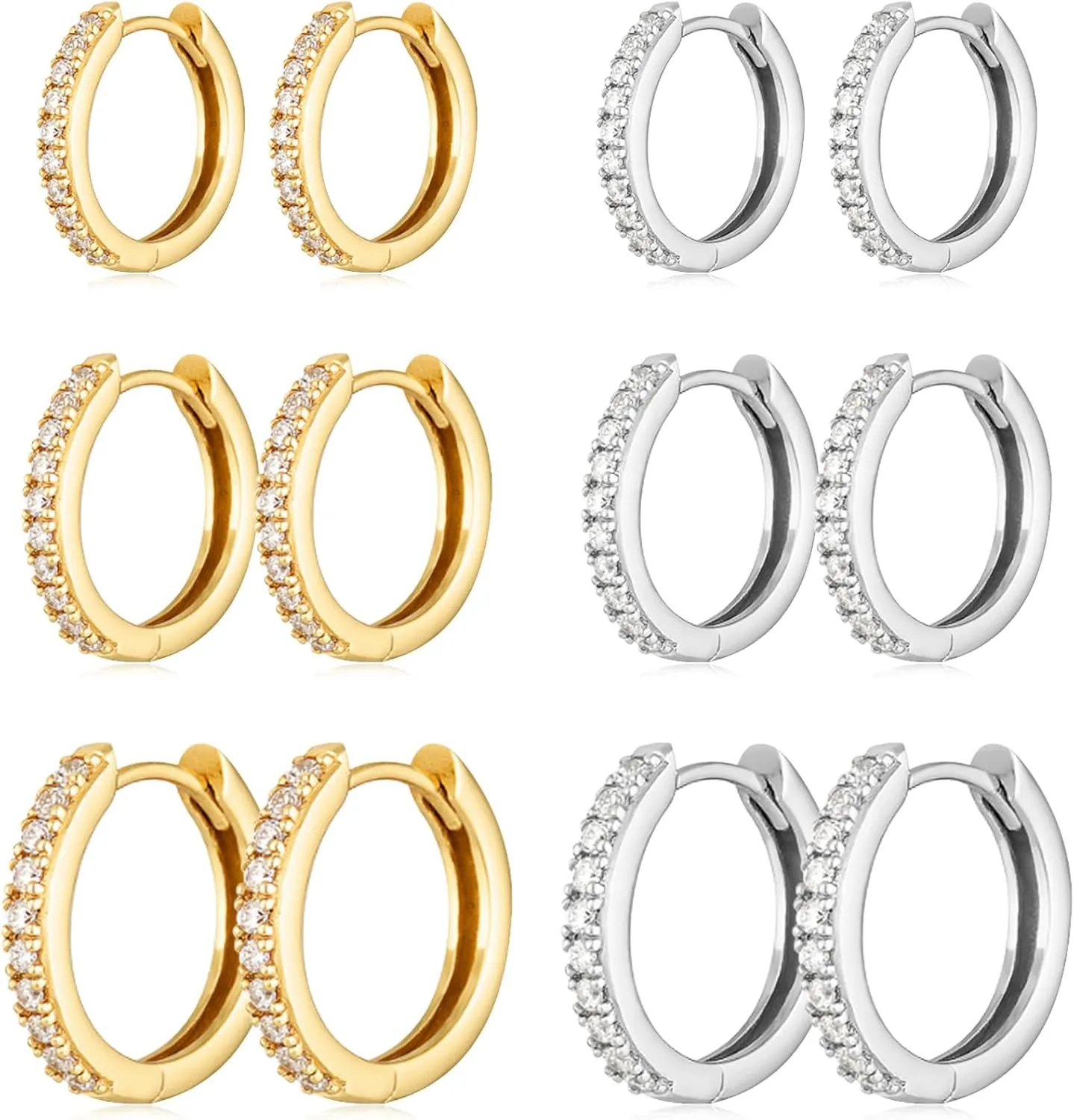 Gold Hoop Earrings Set 14k Gold Plated Huggie Hoop Earrings Hypoallergenic Lightweight Silver Hoop Earrings Jewelry Everyday Earrings for Women