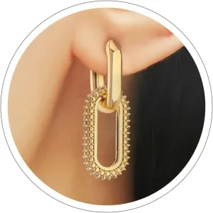Gold Hoop Paperclip Earrings Chunky Convertible Link Earrings Minimalist CZ Geometric Rectangle Dangle Earring Huggie Gold Statement Earrings Prom Jewelry for Women