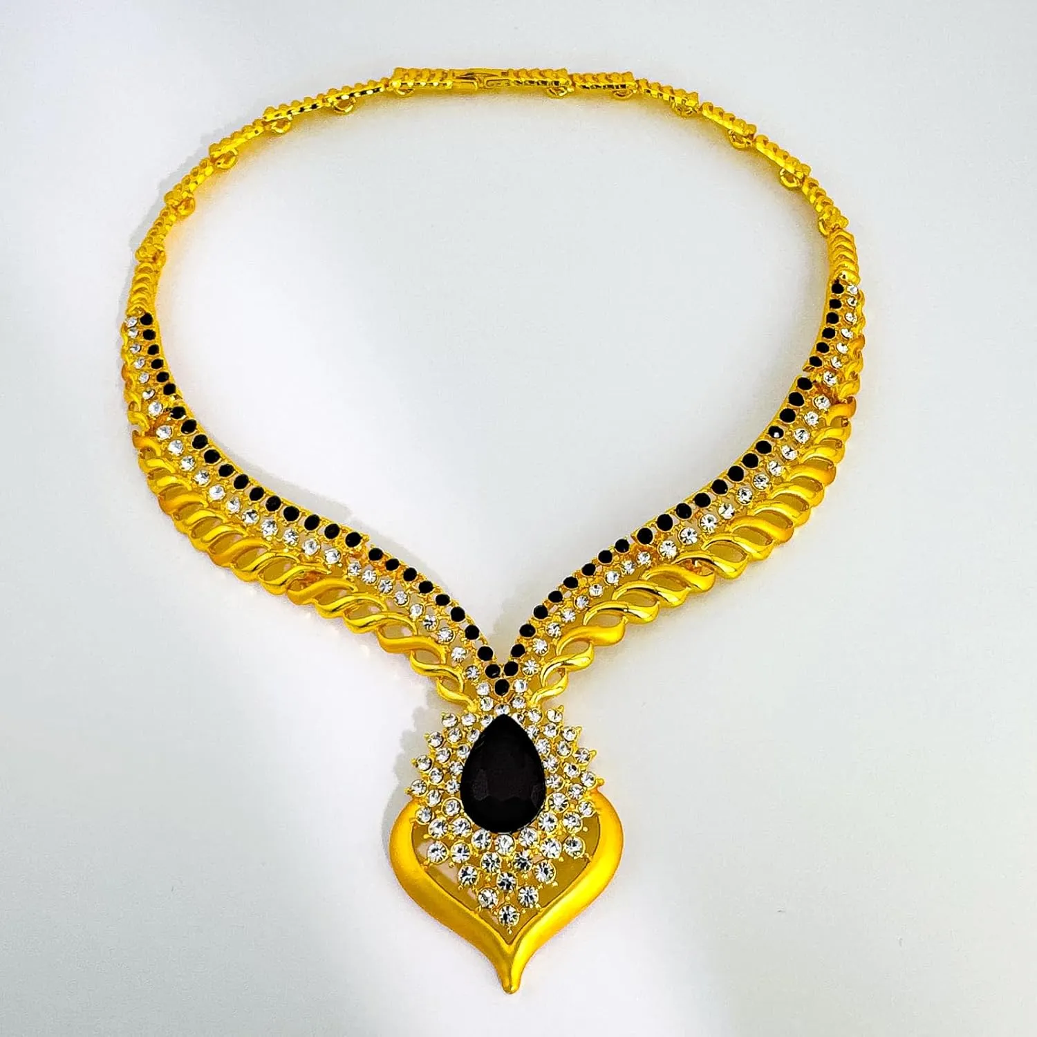 Gold Jewelry Sets for Women,Dubai Statement Necklaces Gold Bracelets Open Hoop Earrings Ring Fashion Crystal Wedding Costume Jewelry Accessories Set Mother's Day Birthday Wedding prom