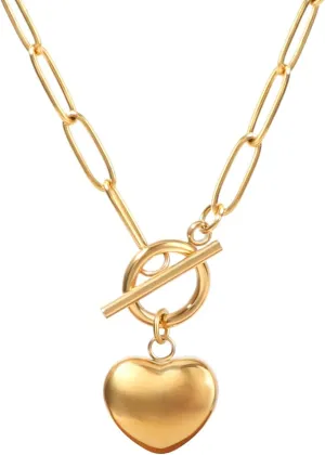 Gold Paperclip Toggle Necklace Pendant for Women Natural Gemstone Pearl Cubic Zirconia Paper Clip Chain Necklace Toggle Paperclip Jewelry Gift for Women
