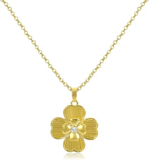 Gold Pendant Necklace Flower Rudder Compass Necklace for Women, Four Leaf Clover Saturn Moon Star Gold Plated Chain Dainty Necklaces Trendy Jewelry Wedding Anniversary Birthday Gift for Her