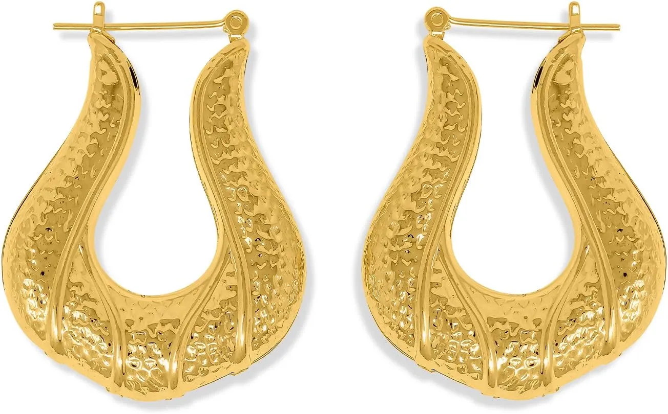 Gold Plated Hallow Casting Lightweight Hoop Earrings-30mm, Made In USA