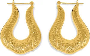 Gold Plated Hallow Casting Lightweight Hoop Earrings-30mm, Made In USA