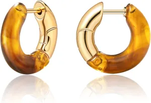 Gold Small Enamel Huggie Hoop Earrings, 18K Gold Plated Hypoallergenic Huggies Earrings Sterling Silver Post Huggie Earrings for Women