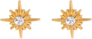 Gold Sunburst Stud Earrings with CZ Center  18K Gold Plated, Minimalist Starburst Earrings for Women, Dainty Gold Earrings, Hypoallergenic Jewelry