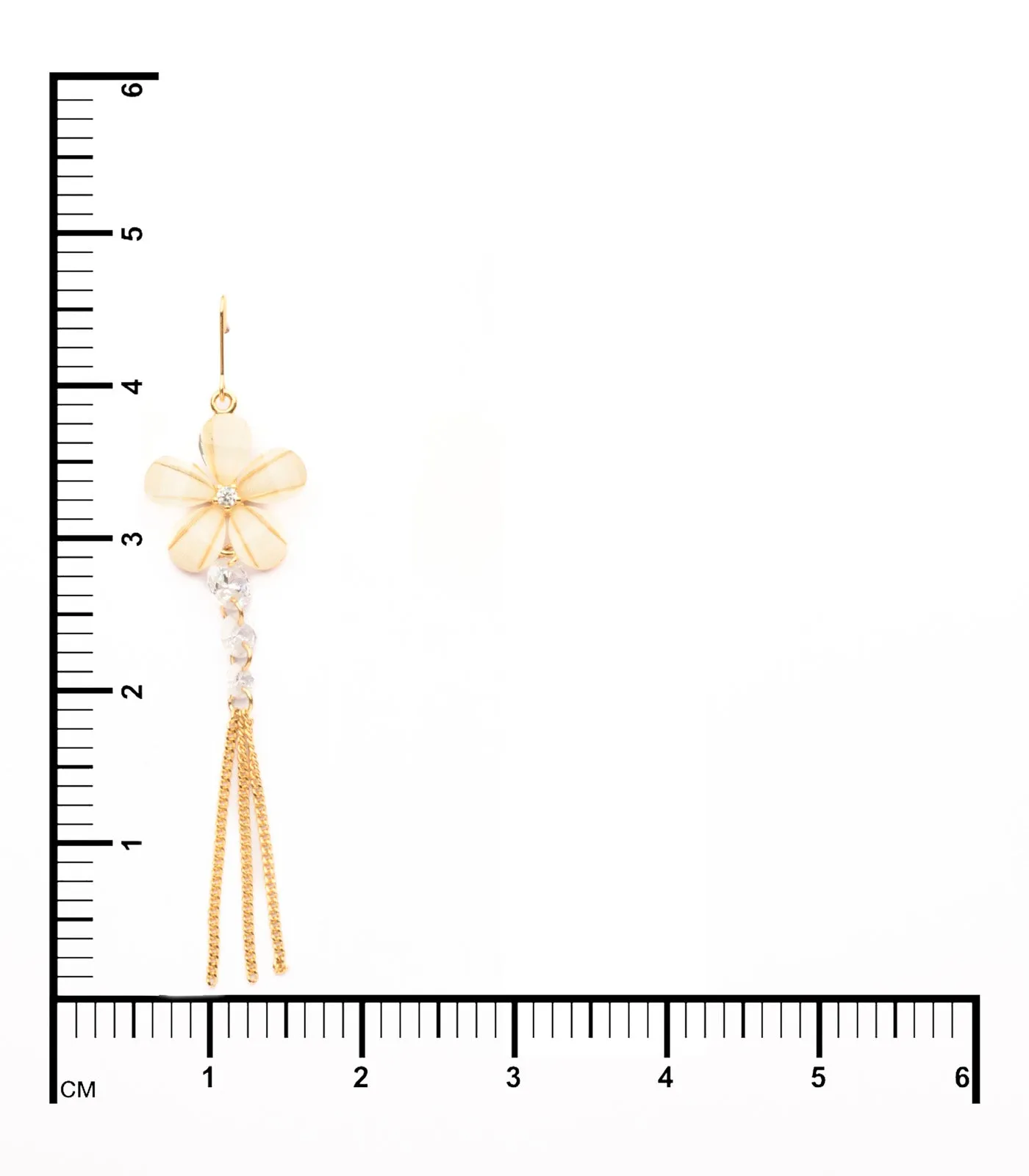 Golden Color Falling Trails Of The Shiny Flowers Earrings (Brass)