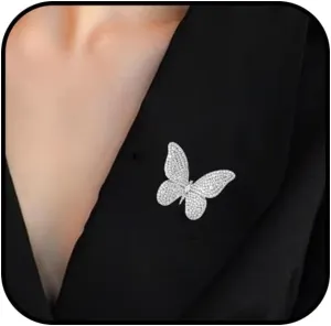 Gold/Silver Butterfly Brooches for Women Rhinestone Tassel Pin Brooch Dainty Butterfly Crystal Lapel Pin Animal Insect CZ Brooch Lapel Pin for Coats Jackets Sweaters Accessories
