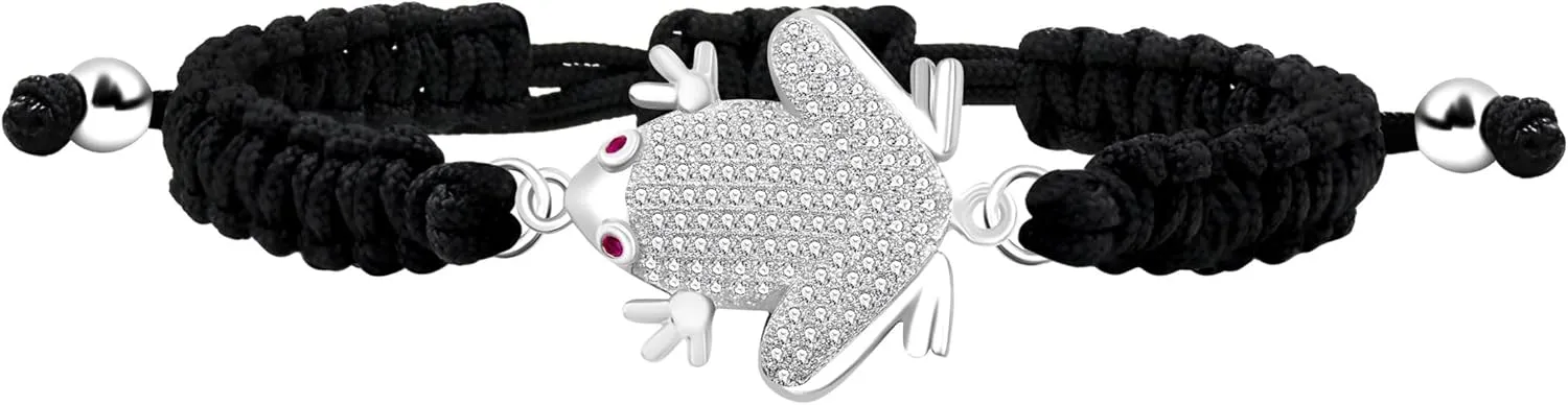 Good Lucky White/Gold/Black/Rose Gold Plated Toad Handmade Braided Bracelet Cubic Zirconia Adjustable Love Friendship Christmas Bracelets for Women YA4803