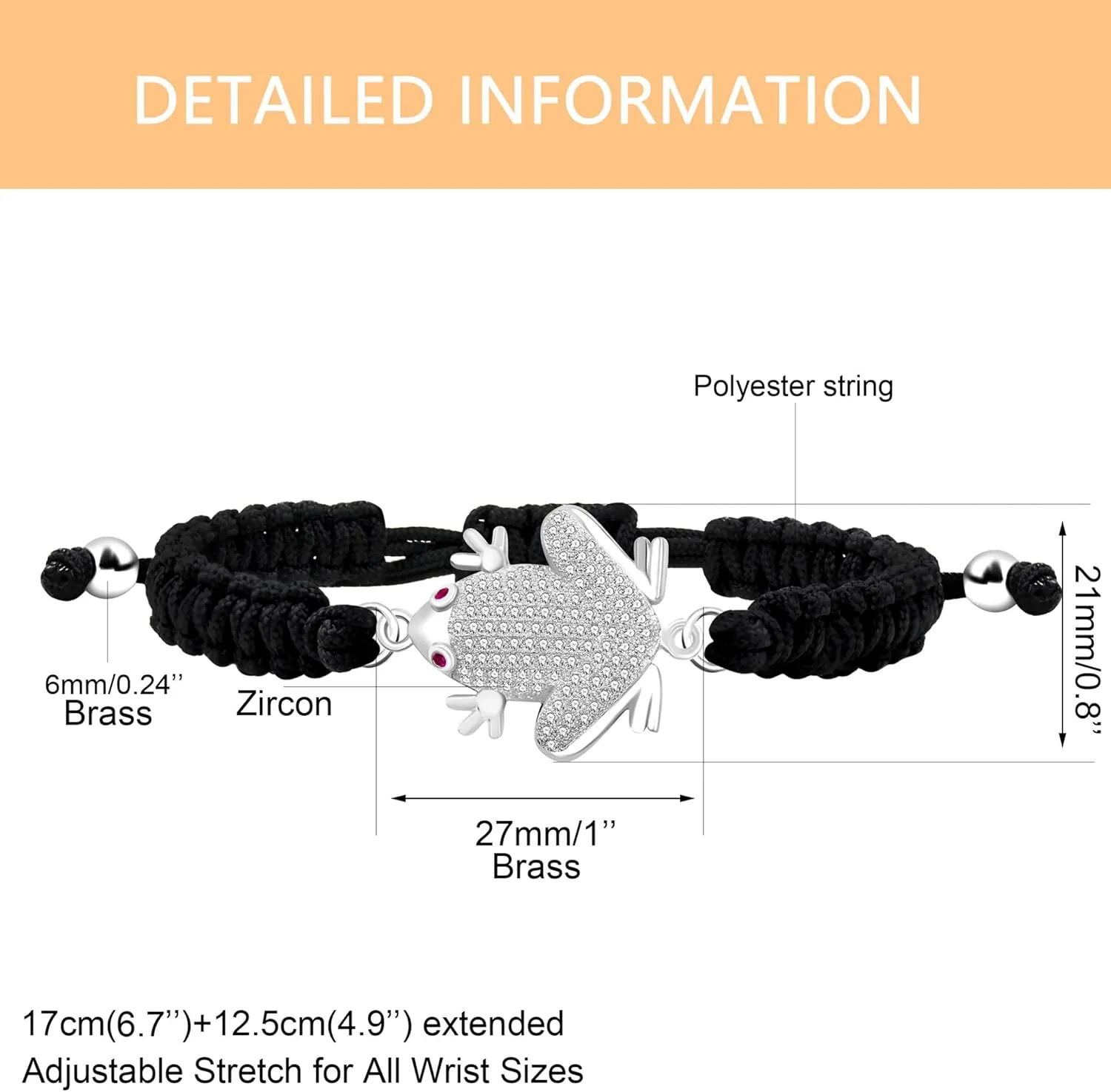 Good Lucky White/Gold/Black/Rose Gold Plated Toad Handmade Braided Bracelet Cubic Zirconia Adjustable Love Friendship Christmas Bracelets for Women YA4803