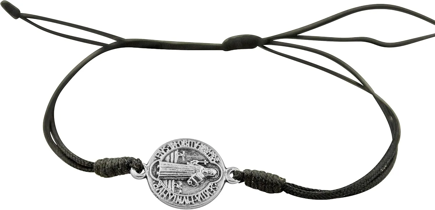 Good Shepherd Creations Adjustable Cord Bracelet with Saint Benedict Medal Charm