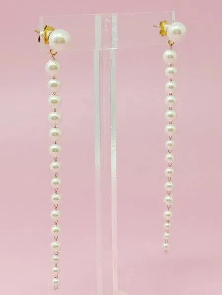 Gradiant Long Pearl Bead Drop Earrings
