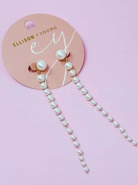 Gradiant Long Pearl Bead Drop Earrings