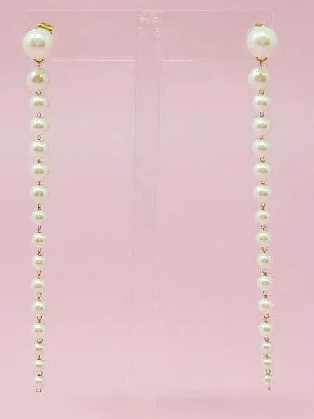 Gradiant Long Pearl Bead Drop Earrings