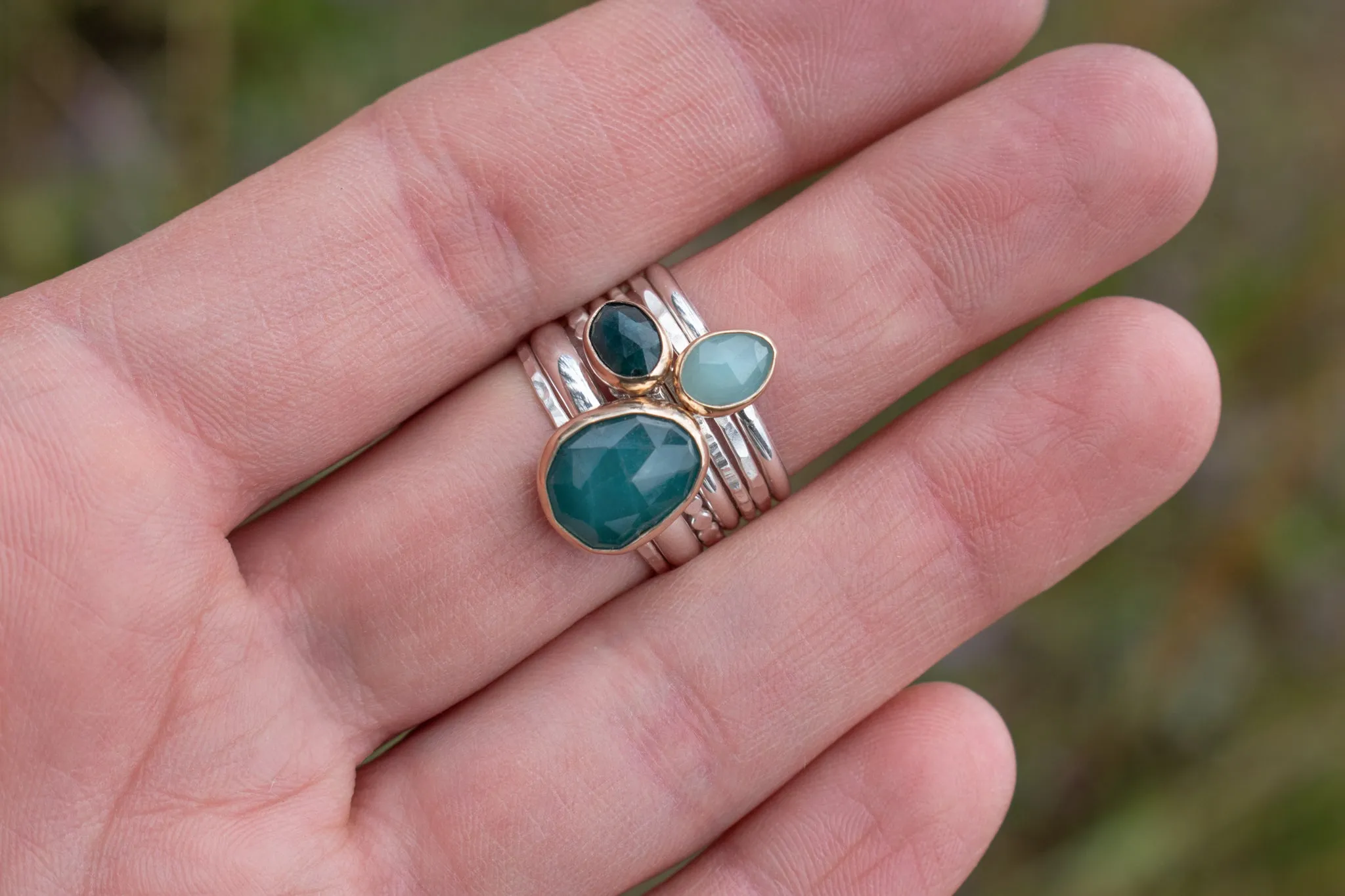 Grandidierite Stacking Ring Set