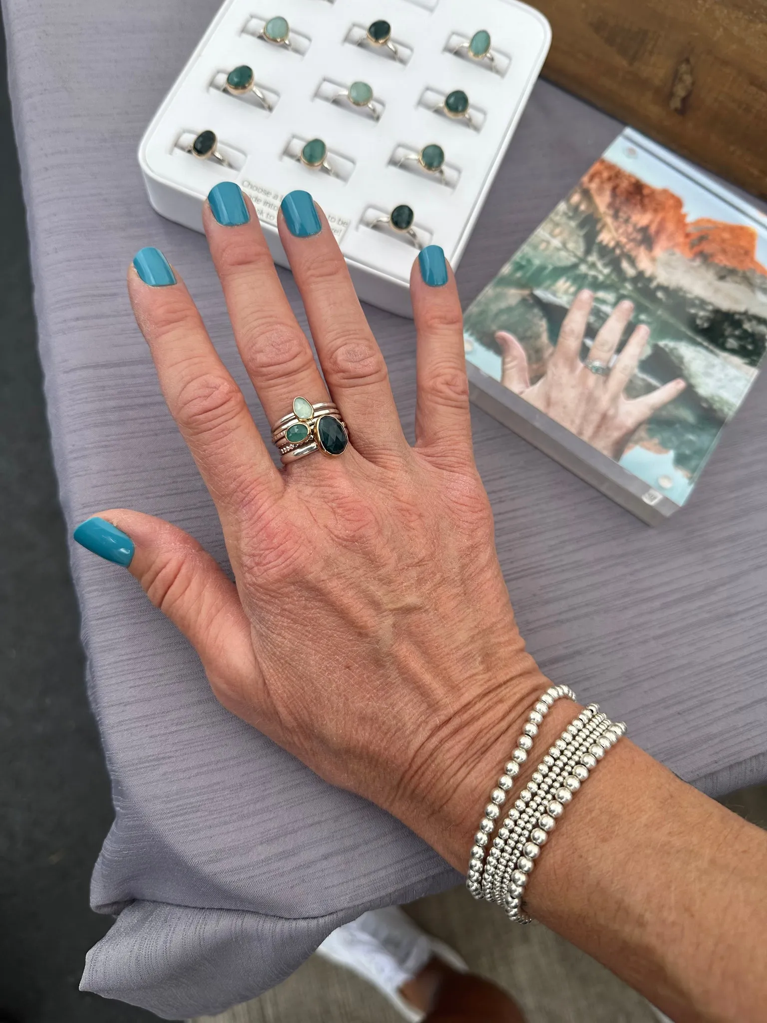 Grandidierite Stacking Ring Set