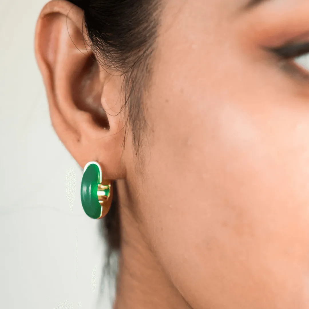 Green Agate Hoops