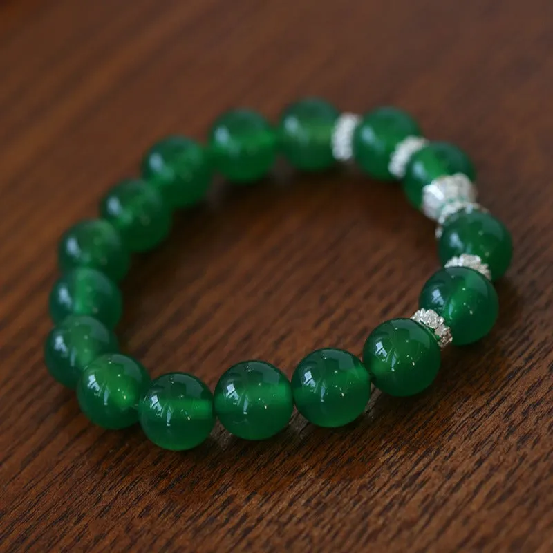 Green Onyx Sterling Silver Waist Beads Stretch Bracelet