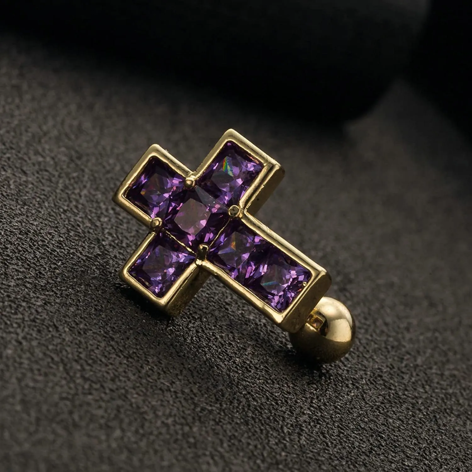 Gualiy 316L Surgical Steel Belly Button Rings Cross Cubic Zirconia Belly Rings Jewelry