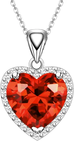 GZWHD Love Heart Pendant Necklaces for Women Girls Cubic Zirconia Birthstone Gift Valentine's Day/Mother's Day/Christmas/Anniversary/Birthday Gift for Mother/Wife/Friend/Daughter/Lover Wedding/Prom/Party Necklace Pendant