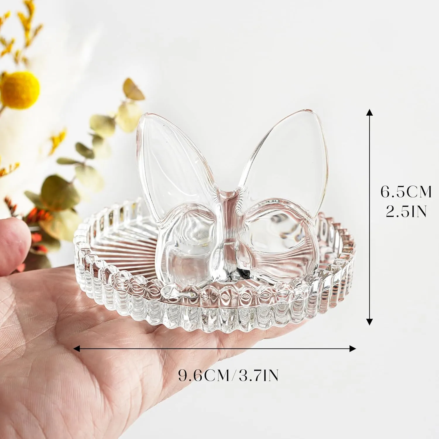 H&D HYALINE & DORA 4 Inch Butterfly Ring Holder Dish Butterfly Gifts for Women Glass Ring Tray Wedding Ring Holder Engagement Gifts